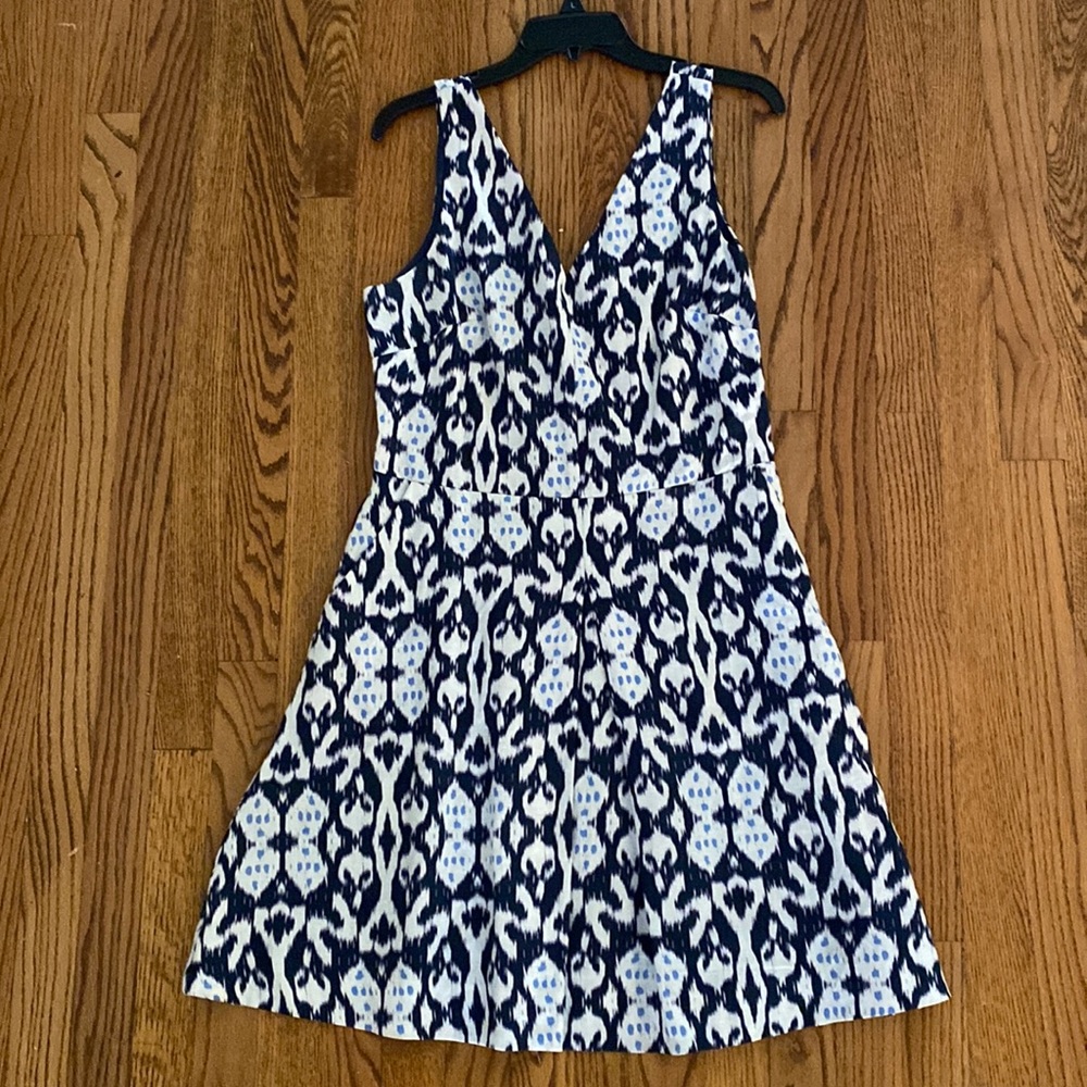 Blue patterned linen dress